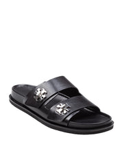 TORY BURCH SPORT SLIDE SANDAL IN LEATHER COLOR BLACK