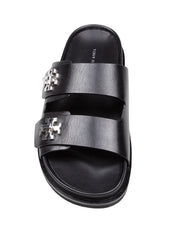 TORY BURCH SPORT SLIDE SANDAL IN LEATHER COLOR BLACK