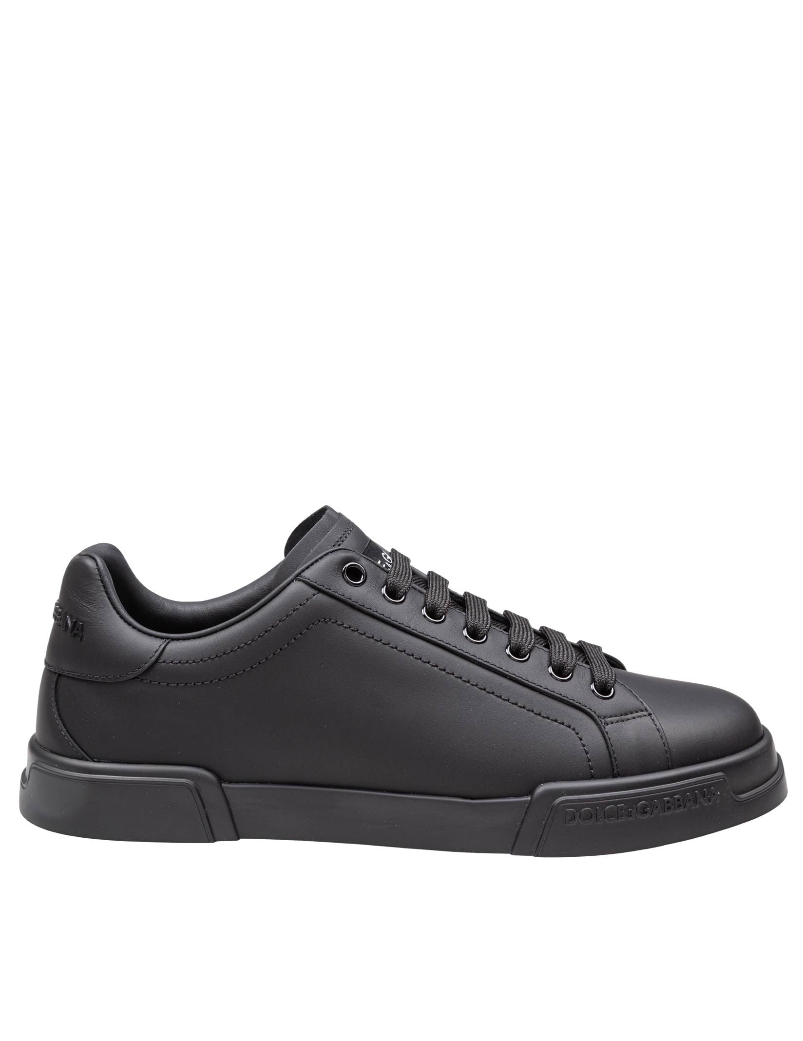 DOLCE & GABBANA SNEAKERS PORTOFINO IN NAPPA COLORE NERO
