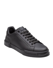 DOLCE & GABBANA SNEAKERS PORTOFINO IN NAPPA COLORE NERO