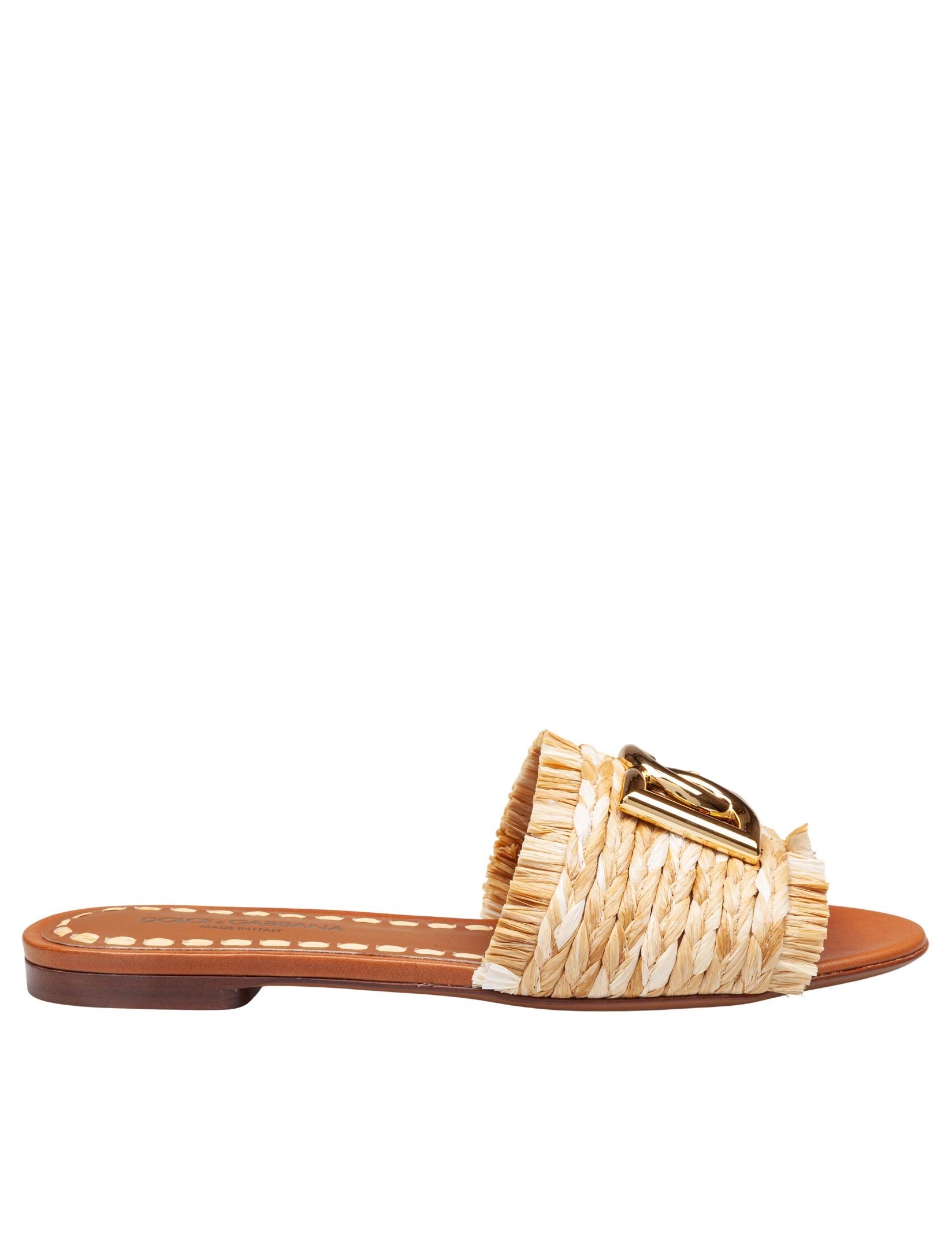 DOLCE & GABBANA RAFFIA SLIPPER WITH LOGO