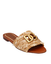 DOLCE & GABBANA RAFFIA SLIPPER WITH LOGO