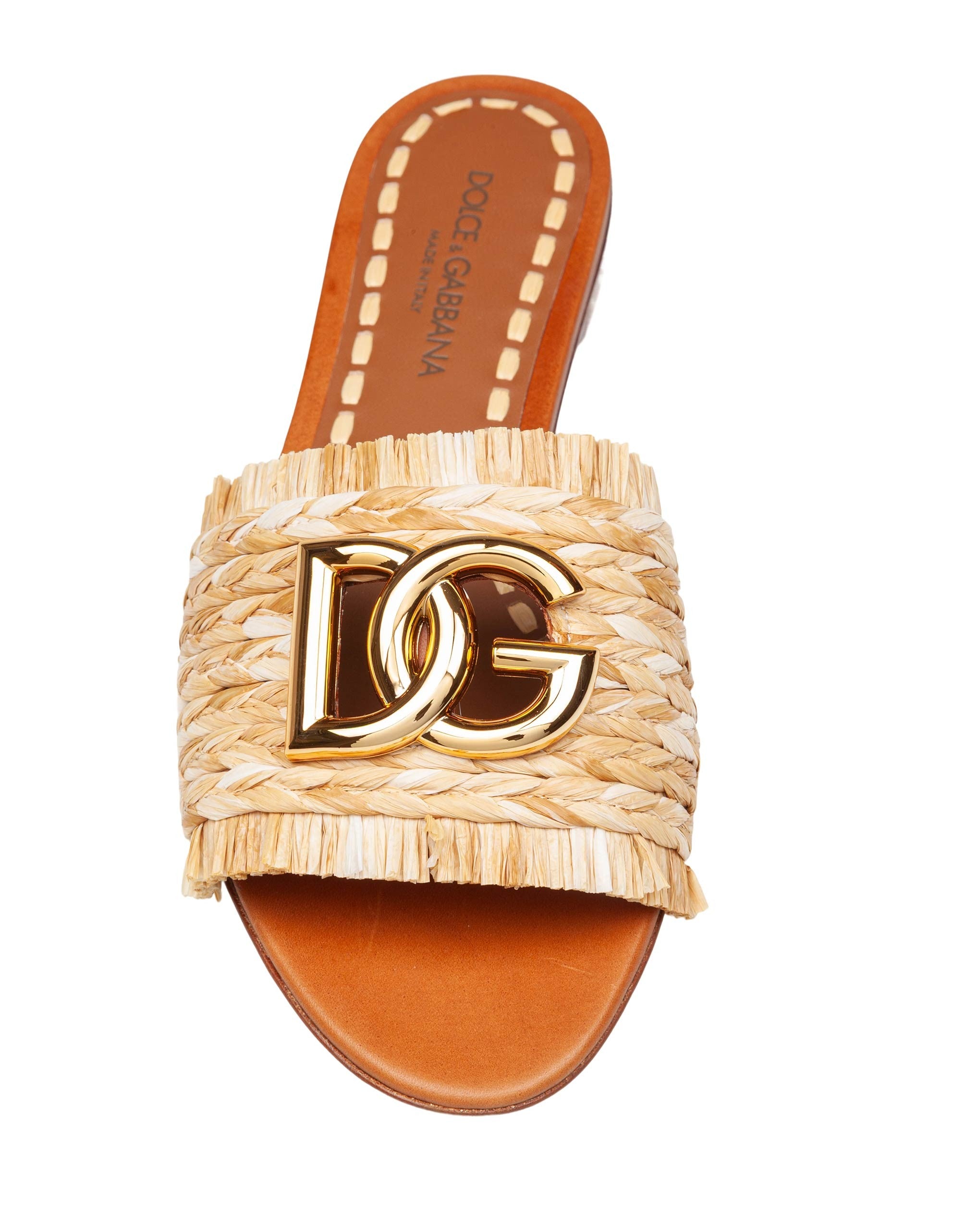 DOLCE & GABBANA RAFFIA SLIPPER WITH LOGO