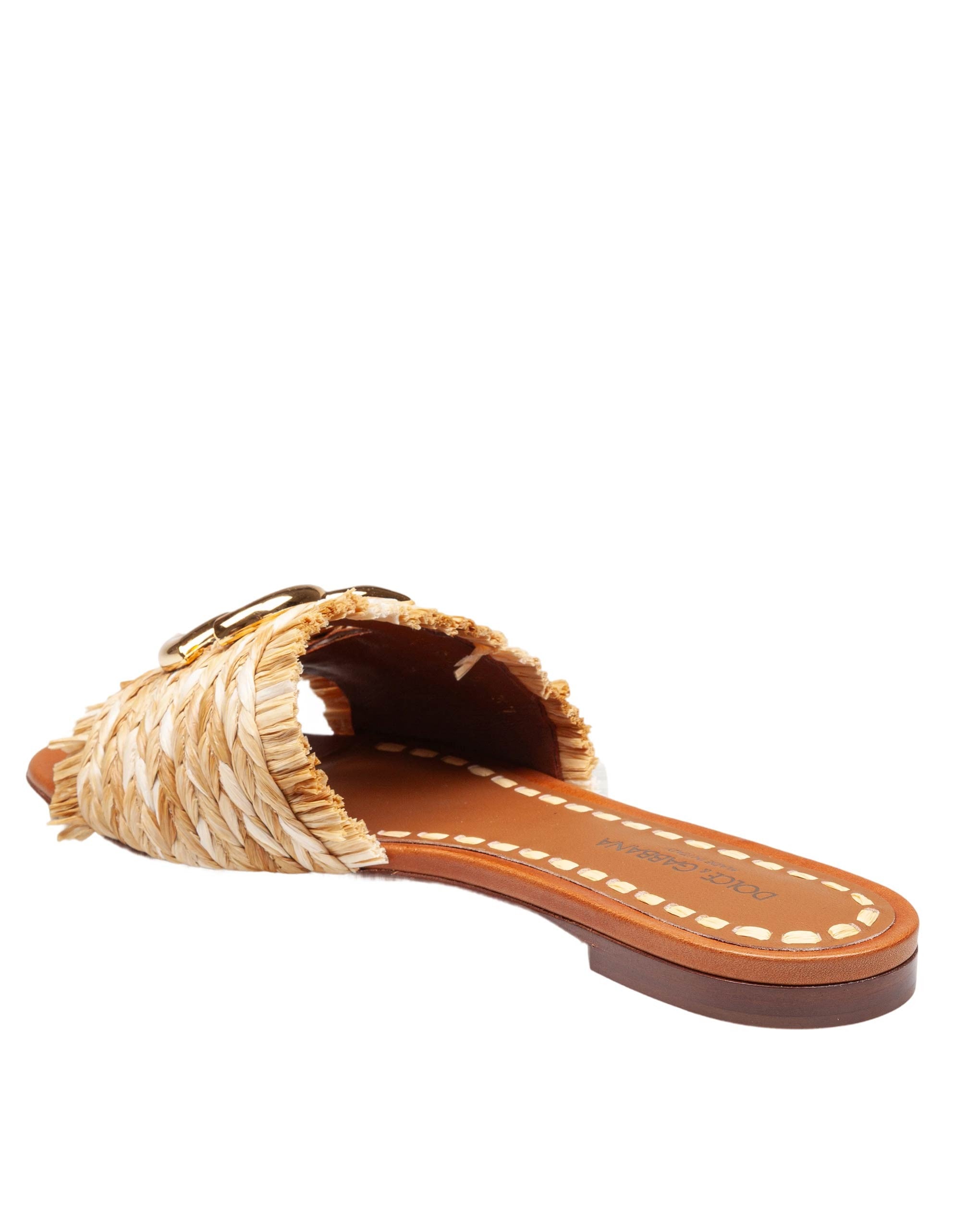 DOLCE & GABBANA RAFFIA SLIPPER WITH LOGO