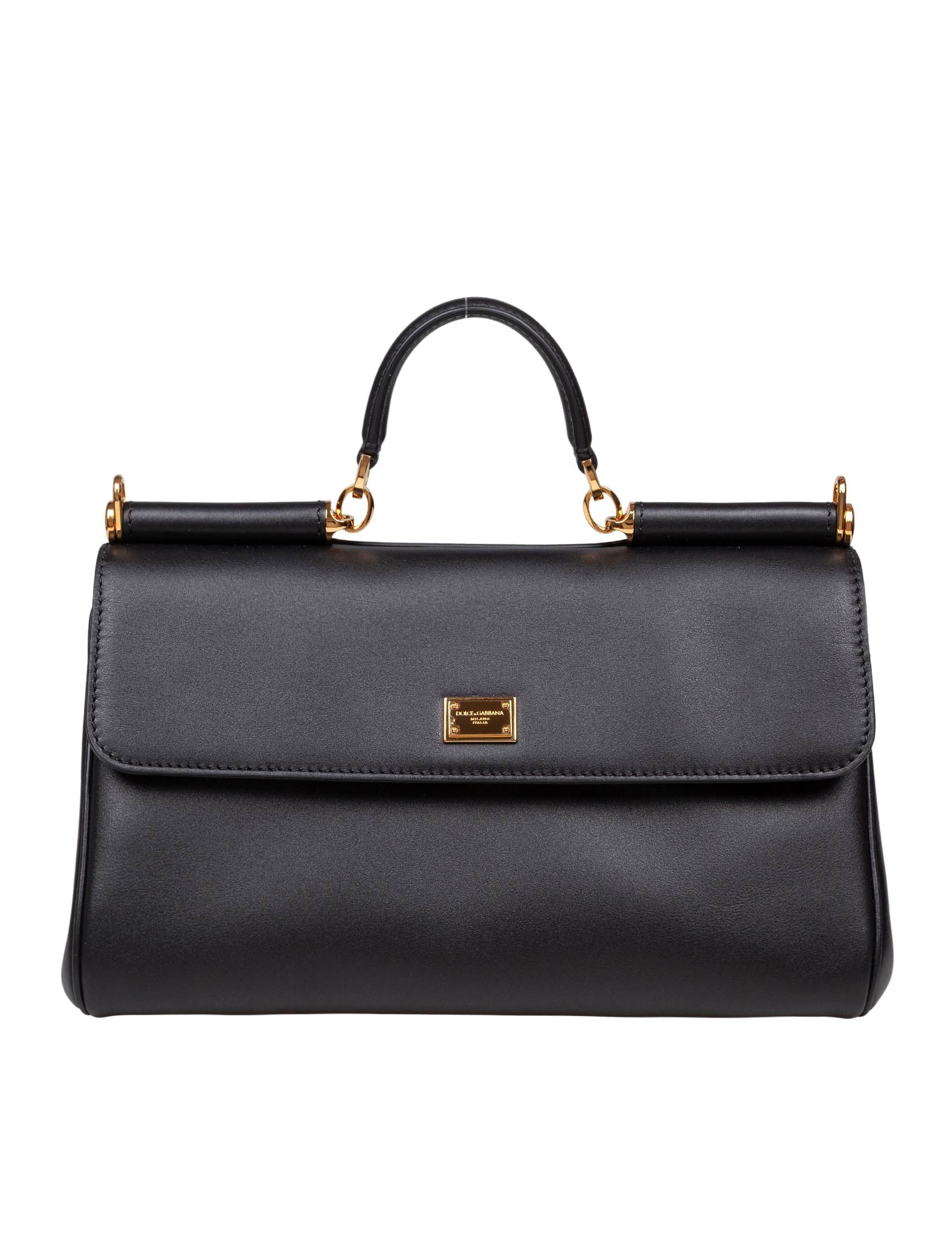 DOLCE & GABBANA VINTAGE MY SICILY BAG IN BLACK LEATHER