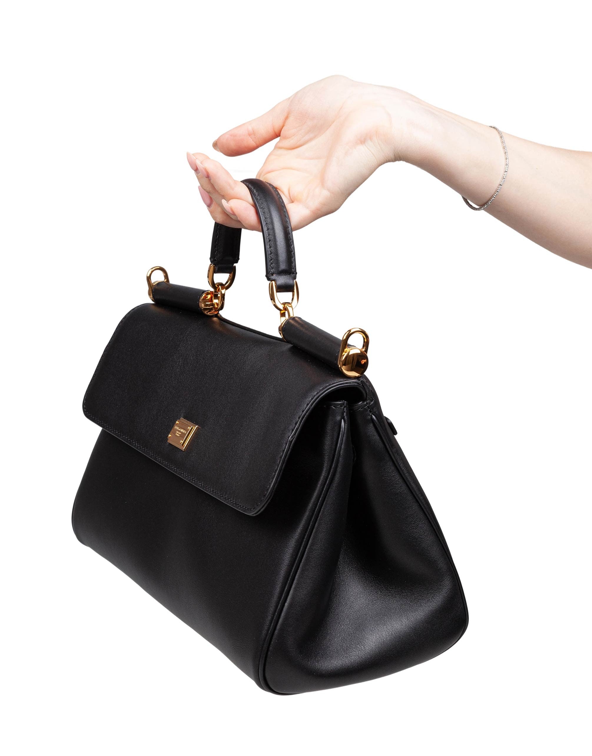 DOLCE & GABBANA VINTAGE MY SICILY BAG IN BLACK LEATHER