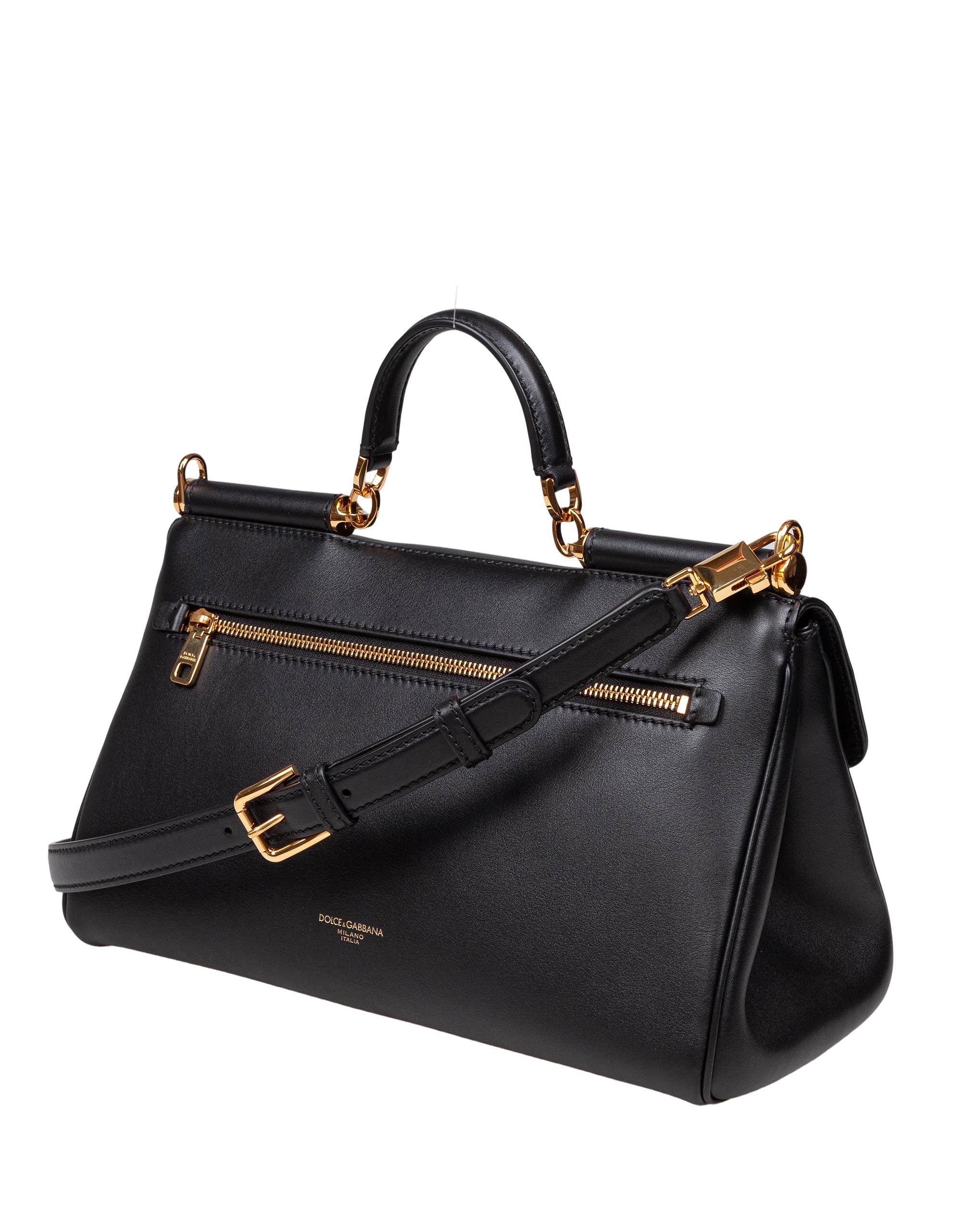 DOLCE & GABBANA VINTAGE MY SICILY BAG IN BLACK LEATHER