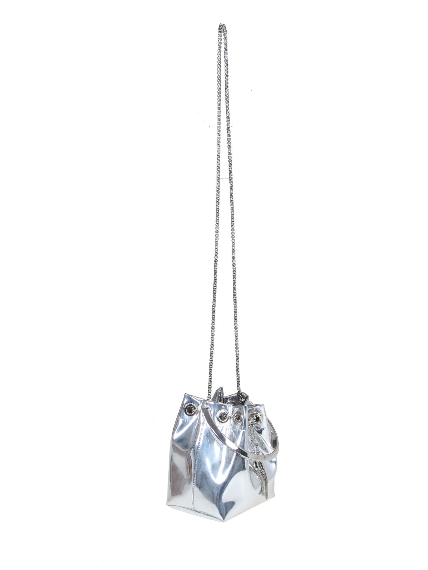 JIMMY CHOO SECCHIELLO BON BON IN PELLE METALLIZZATA COLORE SILVER