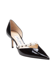 JIMMY CHOO AURELIE 65 PATENT LEATHER PUMPS WITH APPLIED PEARLS