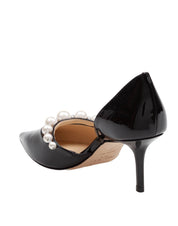 JIMMY CHOO AURELIE 65 PATENT LEATHER PUMPS WITH APPLIED PEARLS