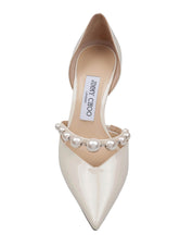 JIMMY CHOO DECOLLETE' AURELIE 65 IN VERNICE CON PERLE APPLICATE COLORE LATTE