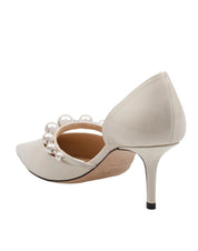 JIMMY CHOO DECOLLETE' AURELIE 65 IN VERNICE CON PERLE APPLICATE COLORE LATTE