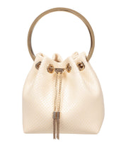 JIMMY CHOO BON BON FUC SNAKESKIN PRINT LEATHER BAG