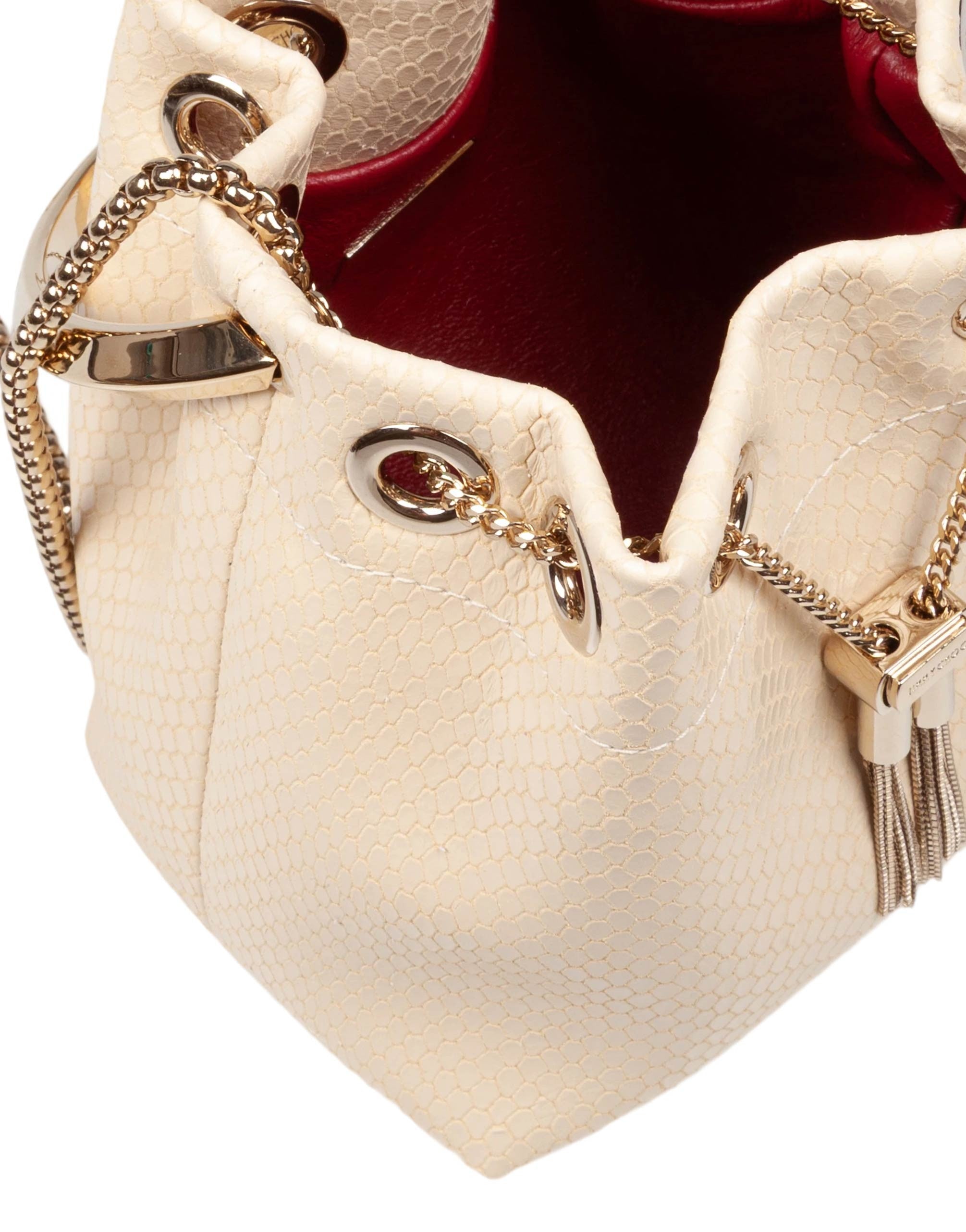 JIMMY CHOO BON BON FUC SNAKESKIN PRINT LEATHER BAG