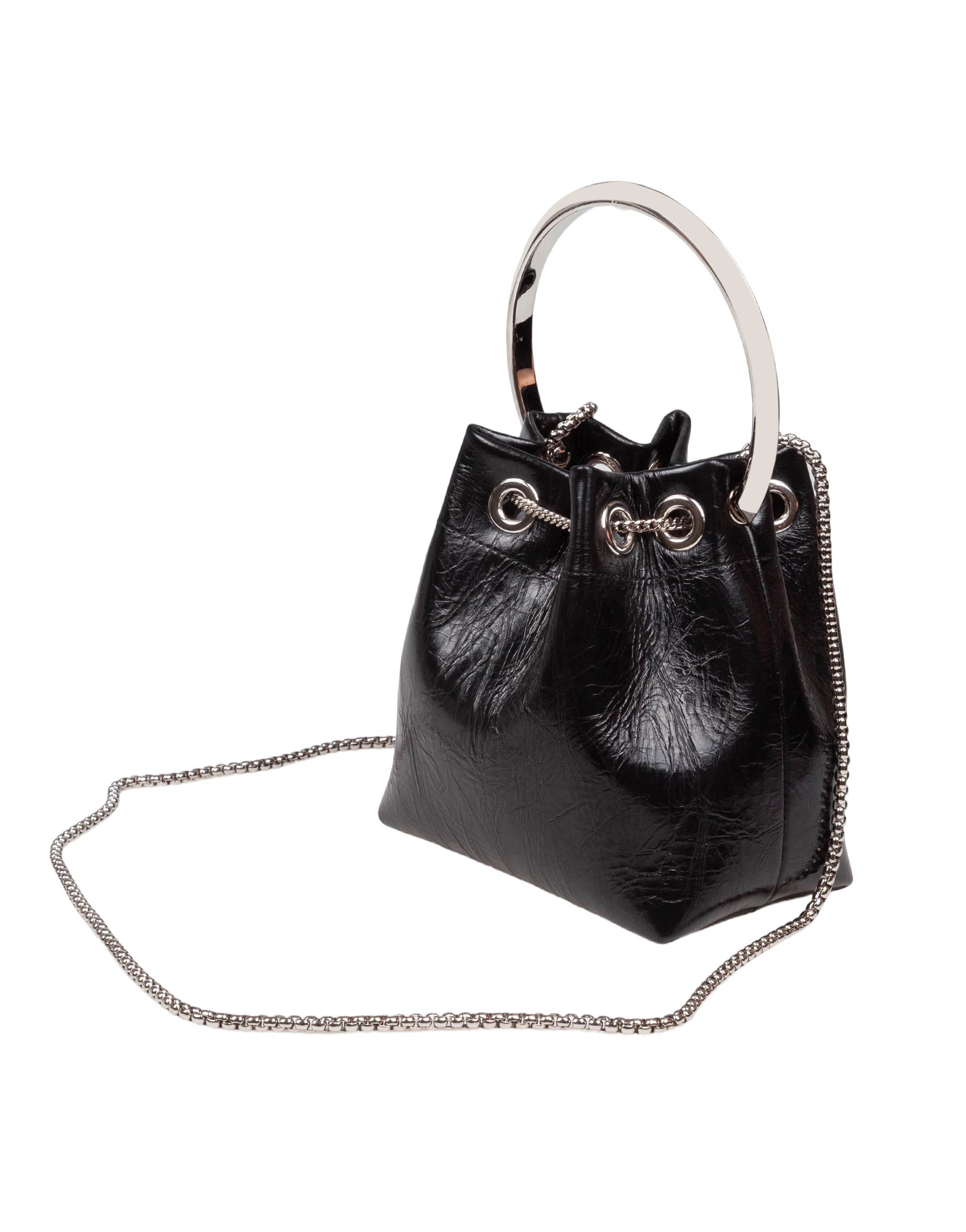 JIMMY CHOO BON BON TZZ PATENT LEATHER BAG COLOR BLACK