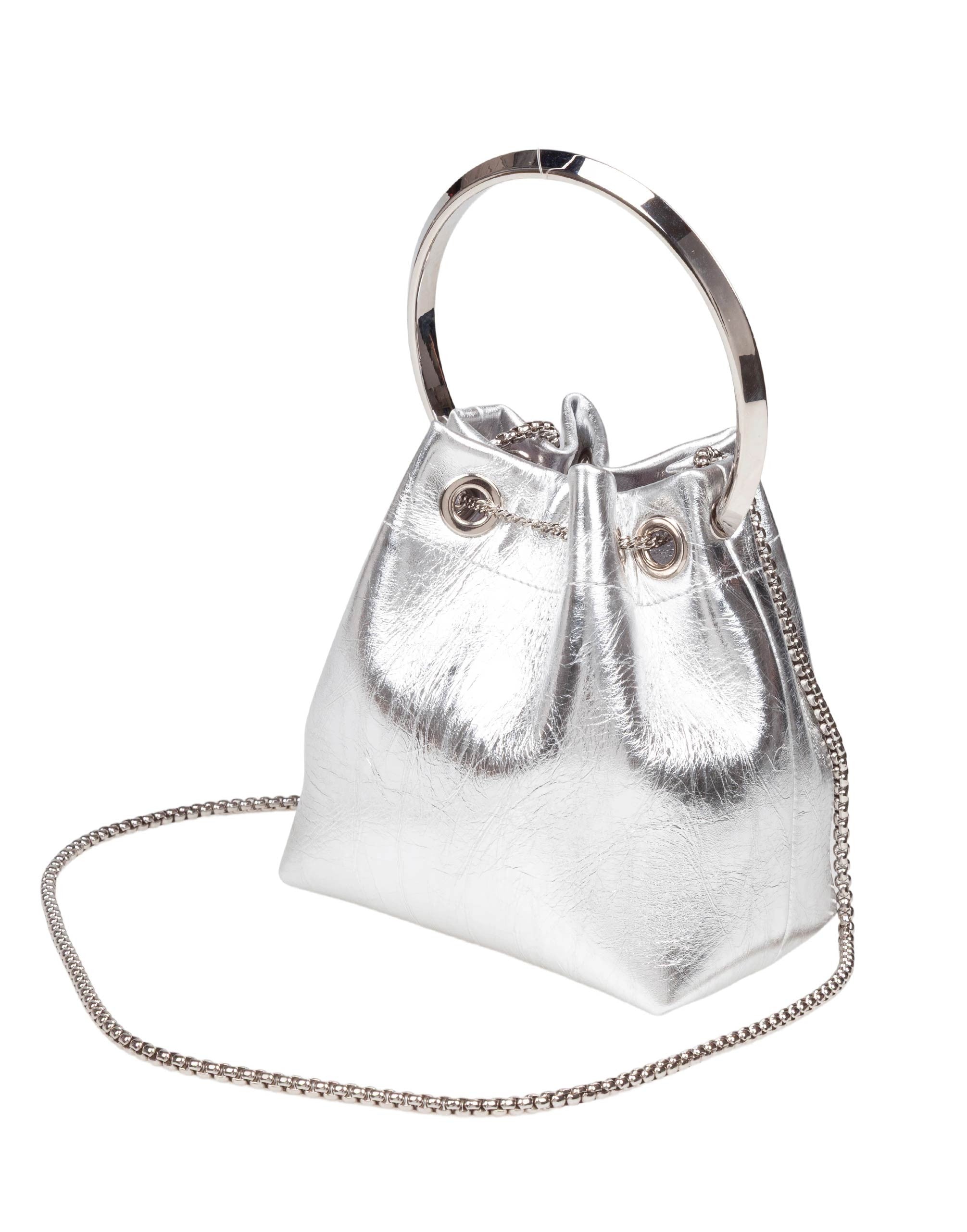 JIMMY CHOO BON BON TZZ IN PELLE METALLIZZATA COLORE SILVER