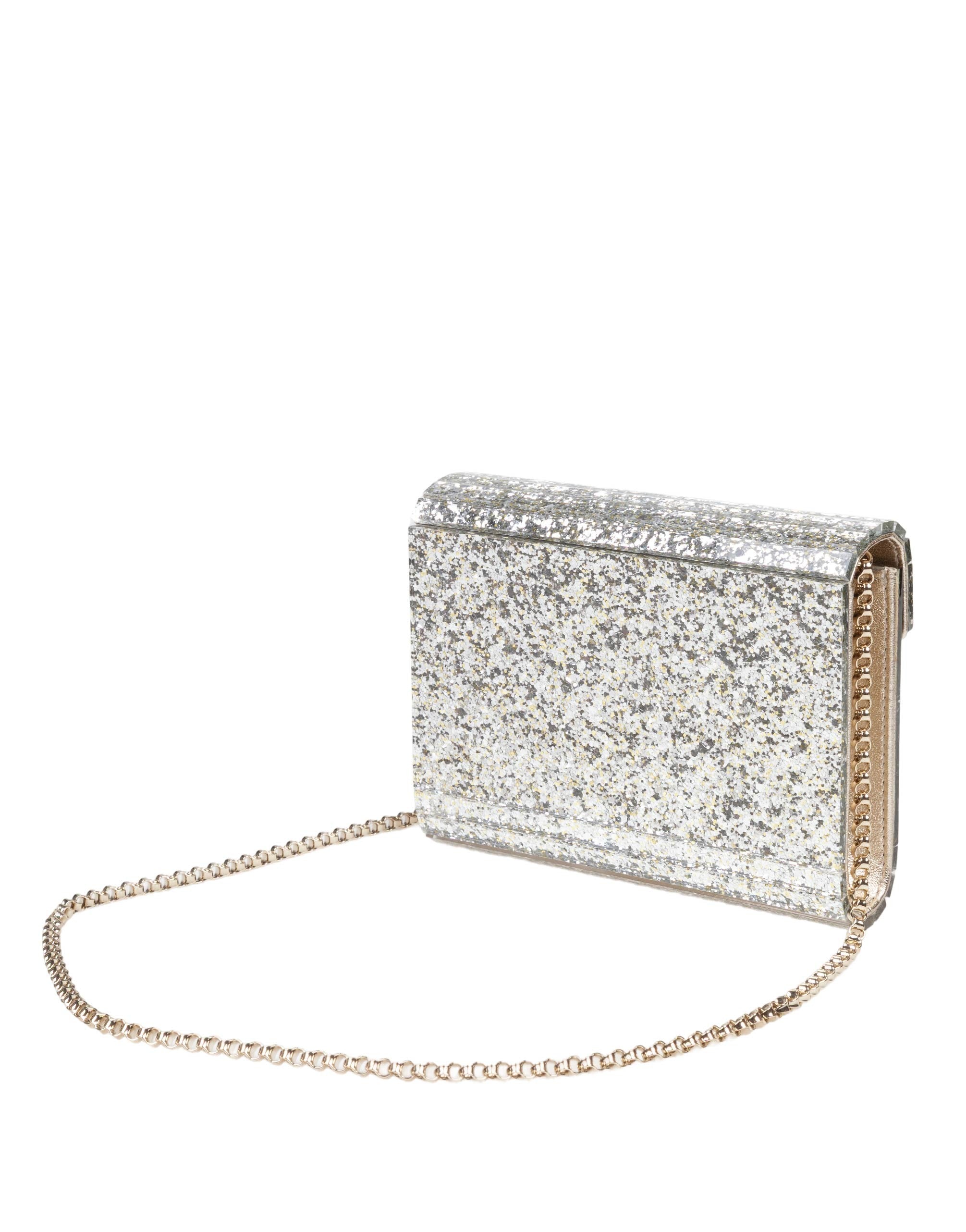 JIMMY CHOO CANDY CLUTCH BAG IN ACRYLIC FABRIC WITH GLITTER