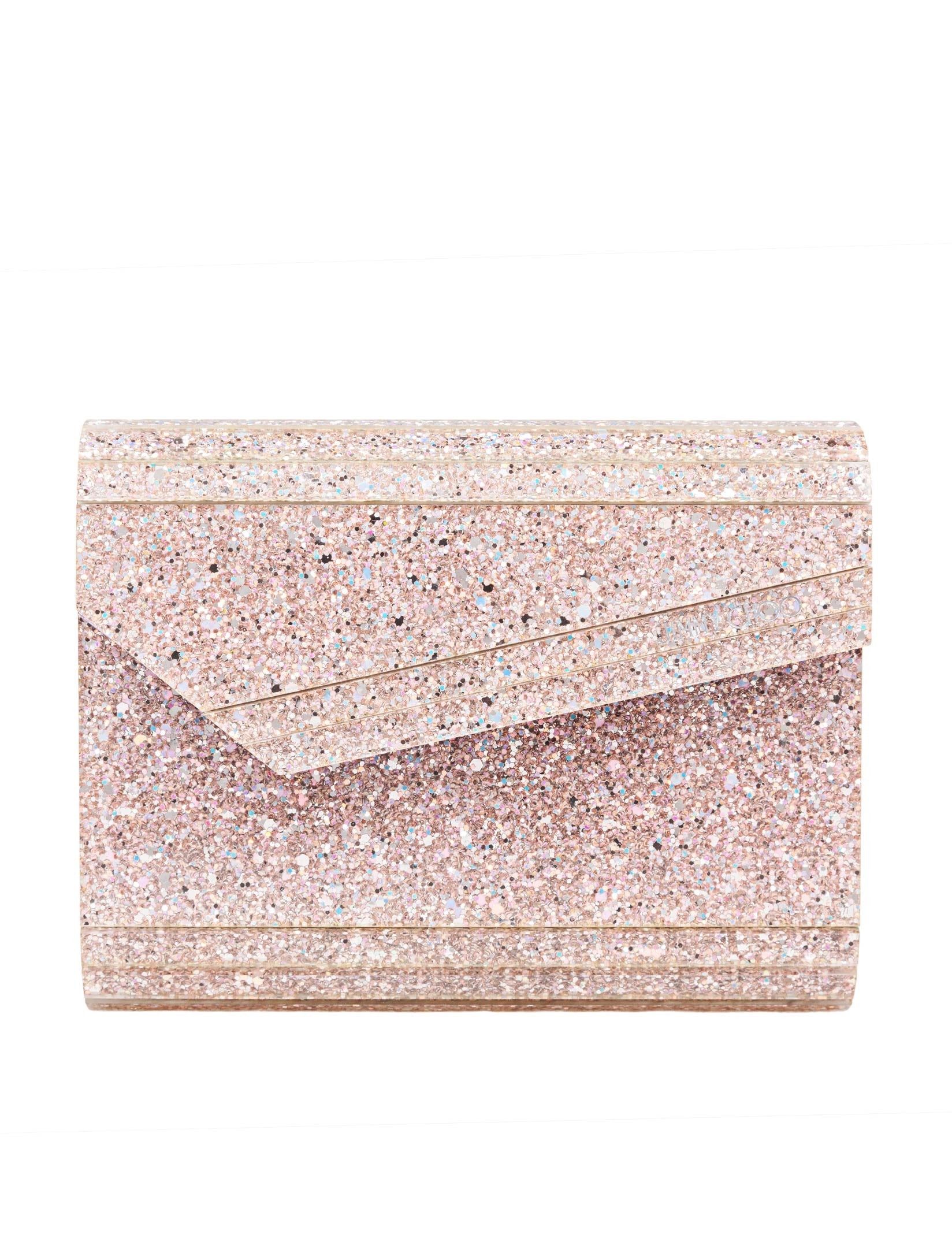 JIMMY CHOO POCHETTE CANDY IN TESSUTO ACRILICO CON GLITTER COLORE ROSA