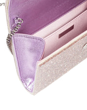 JIMMY CHOO POCHETTE CANDY IN TESSUTO ACRILICO CON GLITTER COLORE ROSA