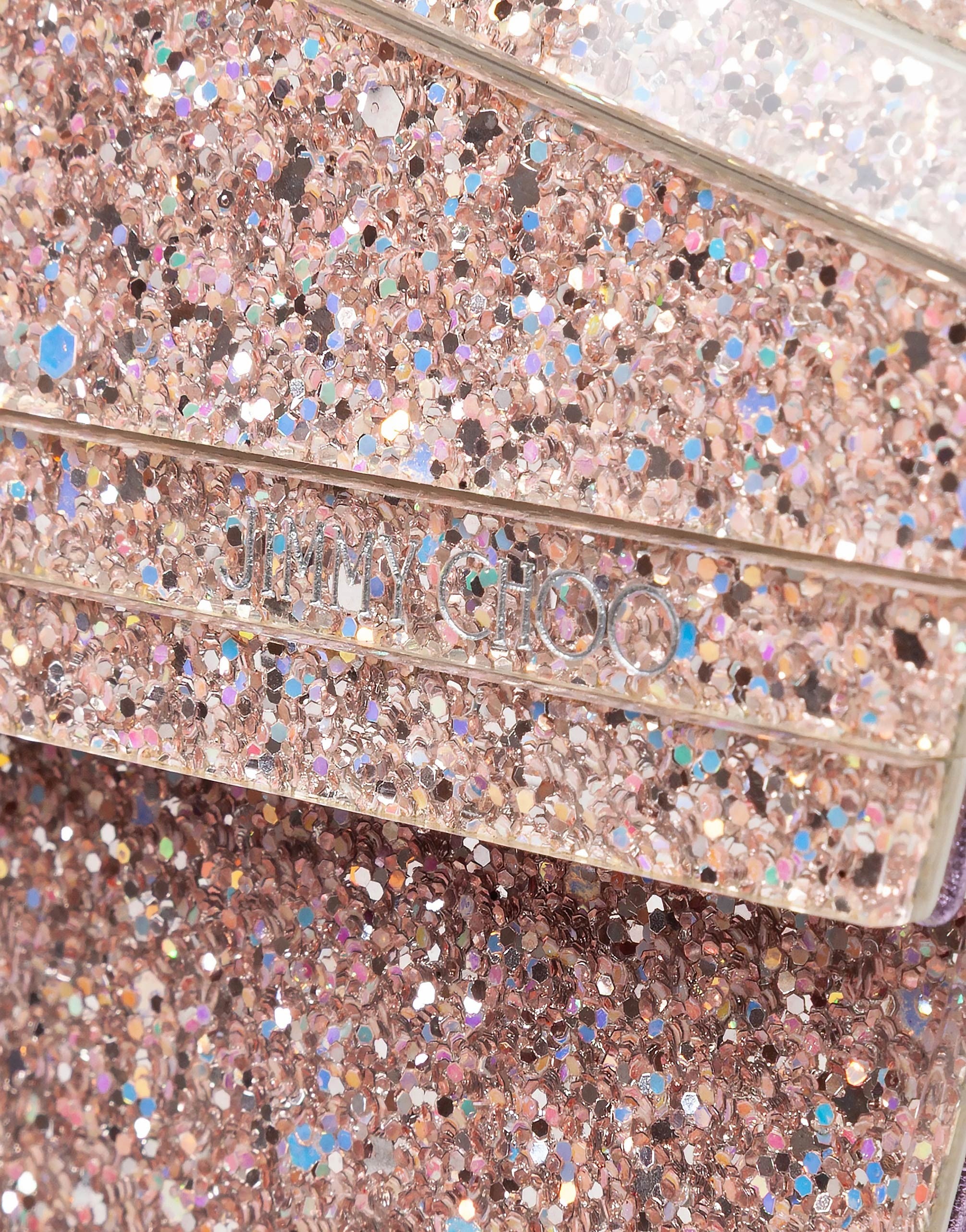JIMMY CHOO POCHETTE CANDY IN TESSUTO ACRILICO CON GLITTER COLORE ROSA