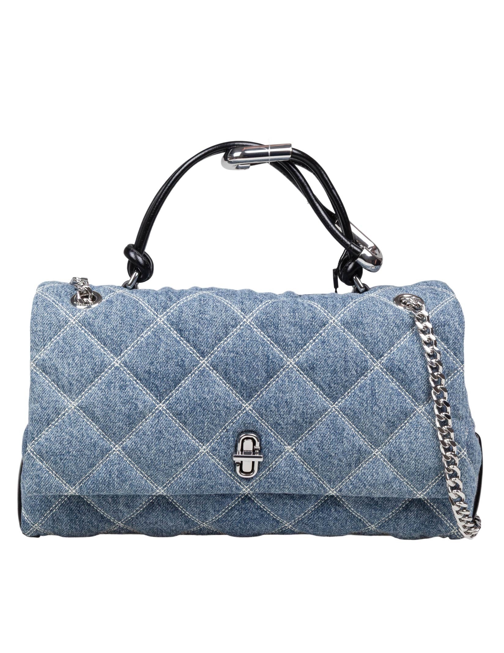 MARC JACOBS BORSA A MANO THE DUAL CHAIN IN DENIM TRAPUNTATO COLORE BLU INDICO