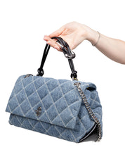 MARC JACOBS BORSA A MANO THE DUAL CHAIN IN DENIM TRAPUNTATO COLORE BLU INDICO