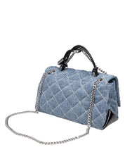 MARC JACOBS BORSA A MANO THE DUAL CHAIN IN DENIM TRAPUNTATO COLORE BLU INDICO