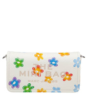 MARC JACOBS THE MINI BAG IN WHITE LEATHER WITH FLOWER PRINT