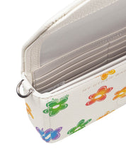 MARC JACOBS THE MINI BAG IN WHITE LEATHER WITH FLOWER PRINT