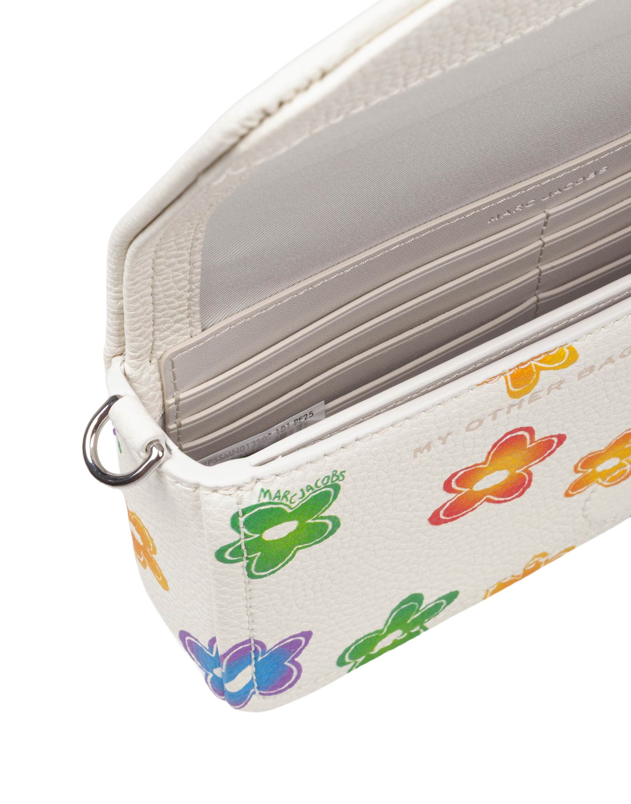MARC JACOBS THE MINI BAG IN WHITE LEATHER WITH FLOWER PRINT
