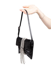 JIMMY CHOO POCHETTE ZANDRA IN PELLE METALLIZZATA COLOR NERO