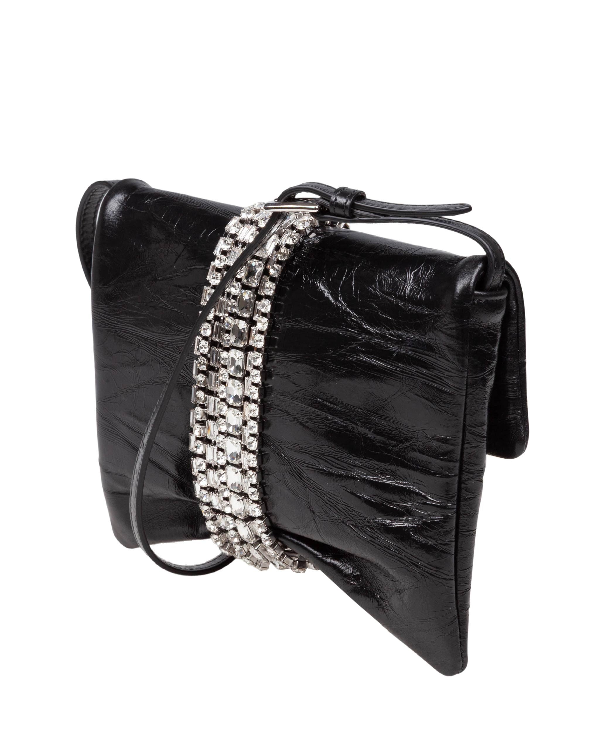 JIMMY CHOO POCHETTE ZANDRA IN PELLE METALLIZZATA COLOR NERO