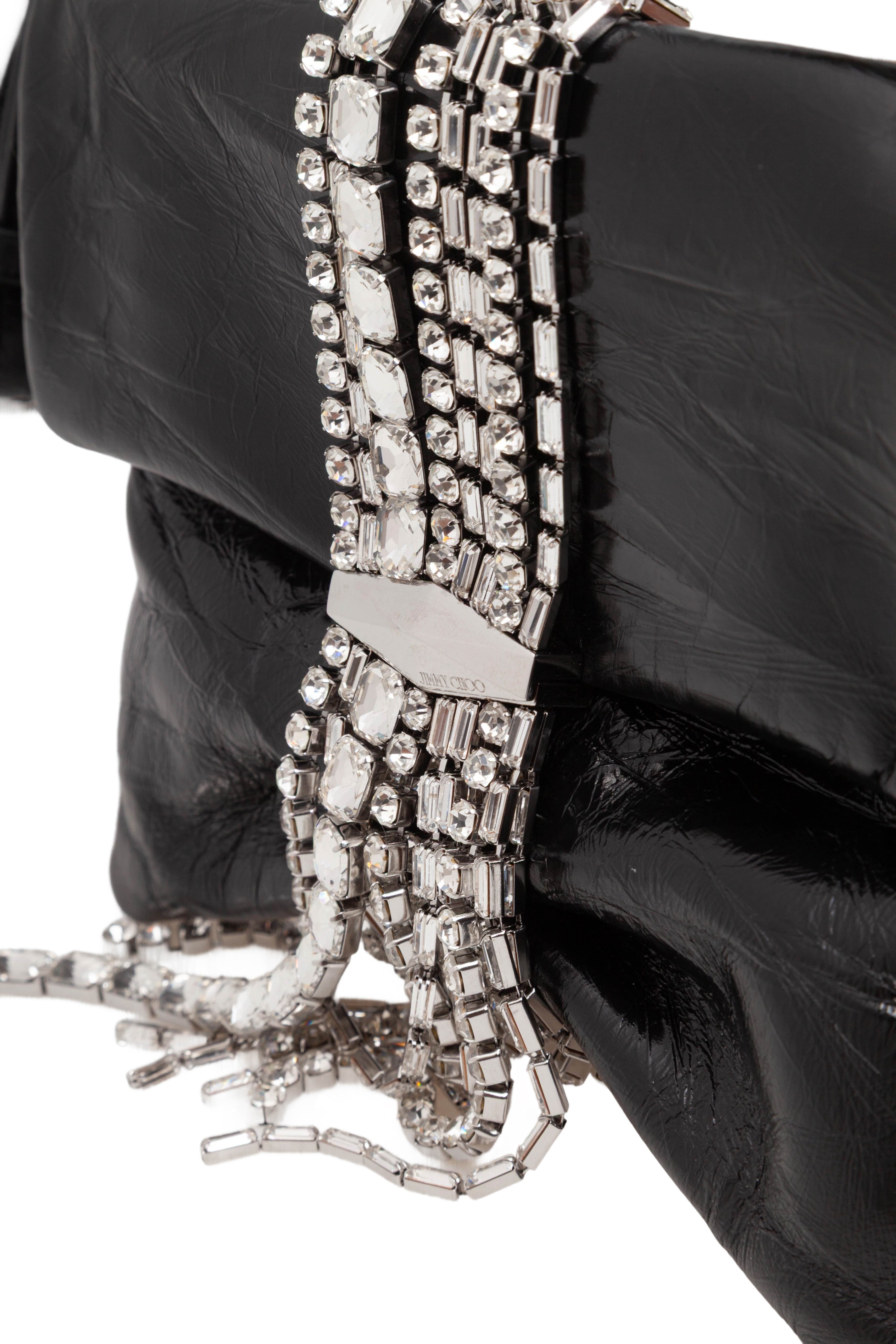 JIMMY CHOO POCHETTE ZANDRA IN PELLE METALLIZZATA COLOR NERO