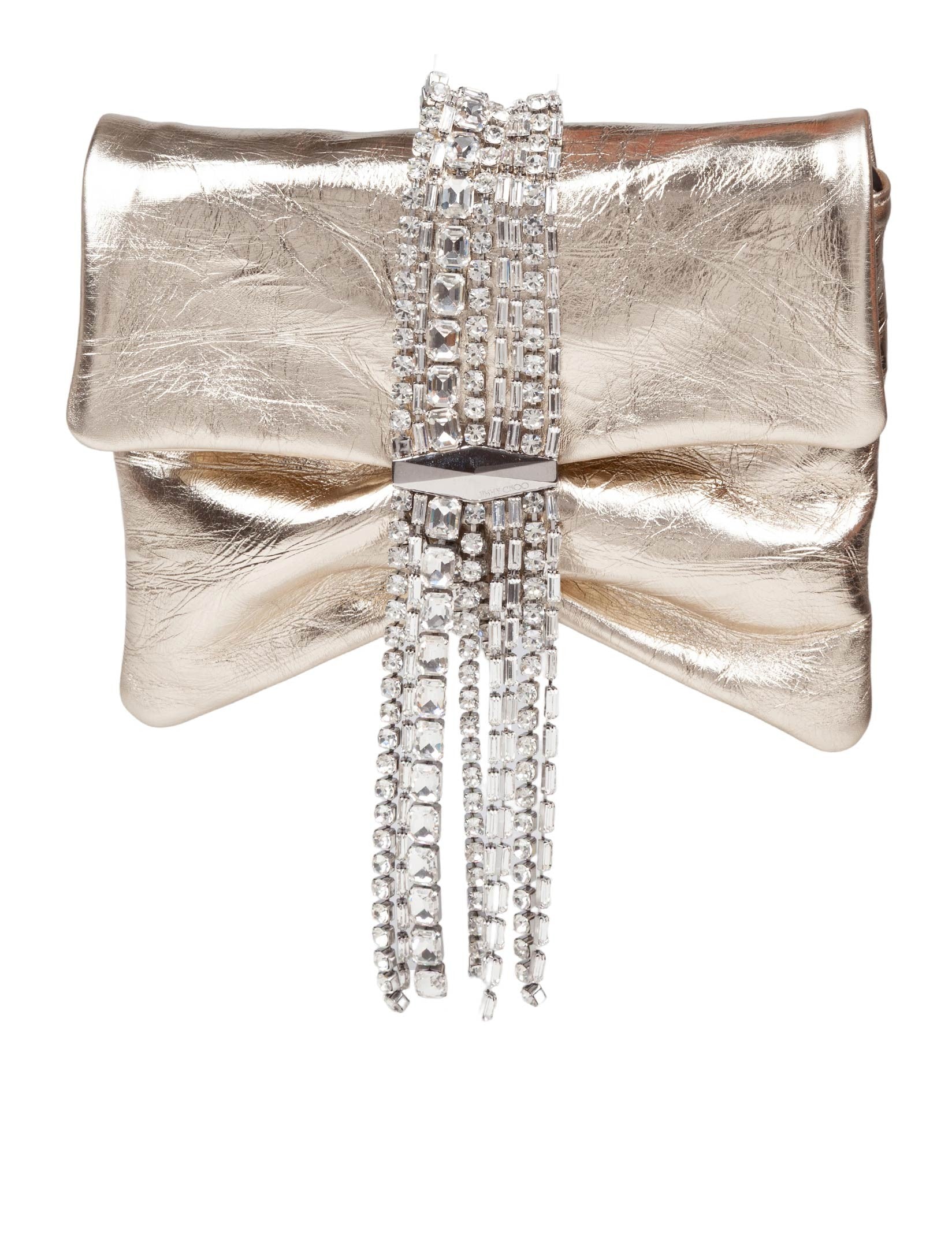 JIMMY CHOO POCHETTE ZANDRA IN PELLE METALLIZZATA COLOR PLATINO