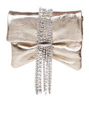 JIMMY CHOO POCHETTE ZANDRA IN PELLE METALLIZZATA COLOR PLATINO