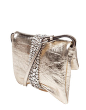JIMMY CHOO POCHETTE ZANDRA IN PELLE METALLIZZATA COLOR PLATINO