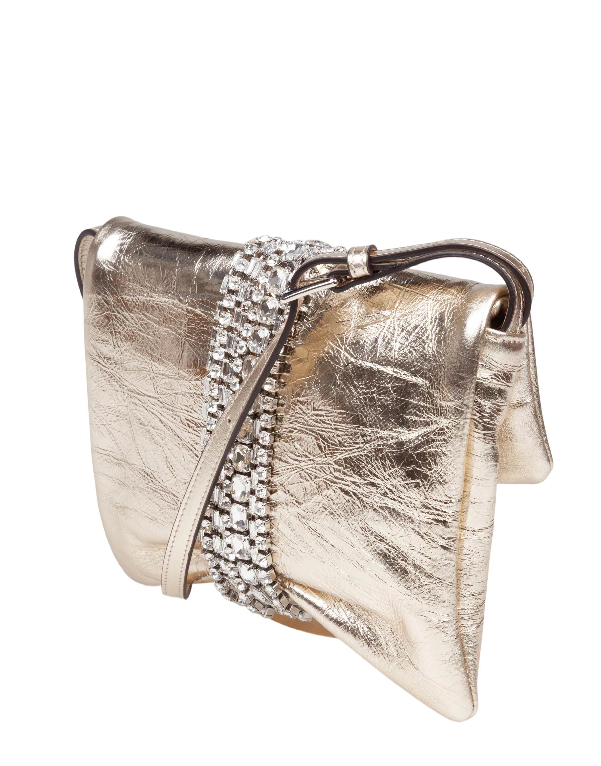 JIMMY CHOO POCHETTE ZANDRA IN PELLE METALLIZZATA COLOR PLATINO