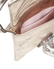 JIMMY CHOO POCHETTE ZANDRA IN PELLE METALLIZZATA COLOR PLATINO