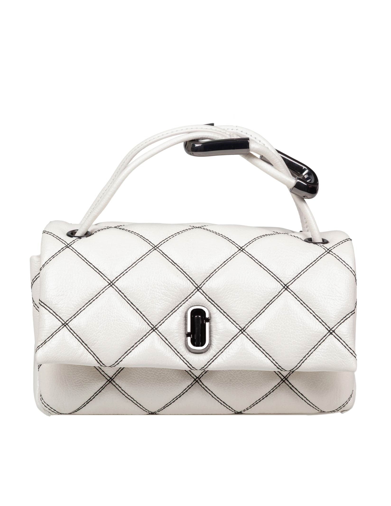 MARC JACOBS THE MINI DUAL SHOULDER IN PELLE TRAPUNTATA COLORE BIANCO E NERO
