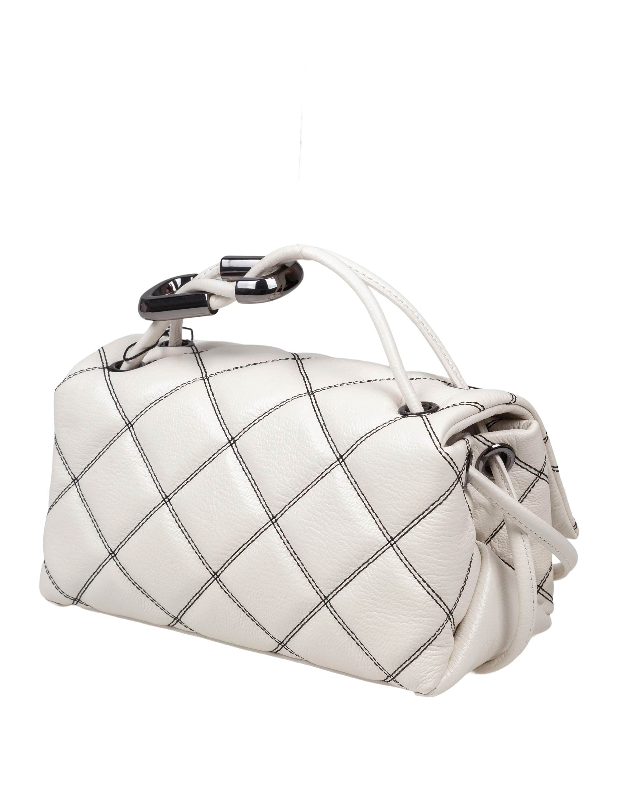 MARC JACOBS THE MINI DUAL SHOULDER IN PELLE TRAPUNTATA COLORE BIANCO E NERO