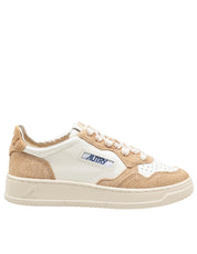 AUTRY MEDALIST SNEAKERS IN LEATHER AND SUEDE WITH GLITTER COLOR WHITE/SAND