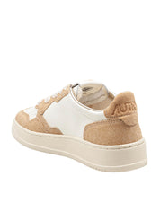 AUTRY MEDALIST SNEAKERS IN LEATHER AND SUEDE WITH GLITTER COLOR WHITE/SAND