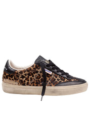 GOLDEN GOOSE SOUL STAR SNEAKERS IN PONYSKIN WITH LEOPARD PRINT