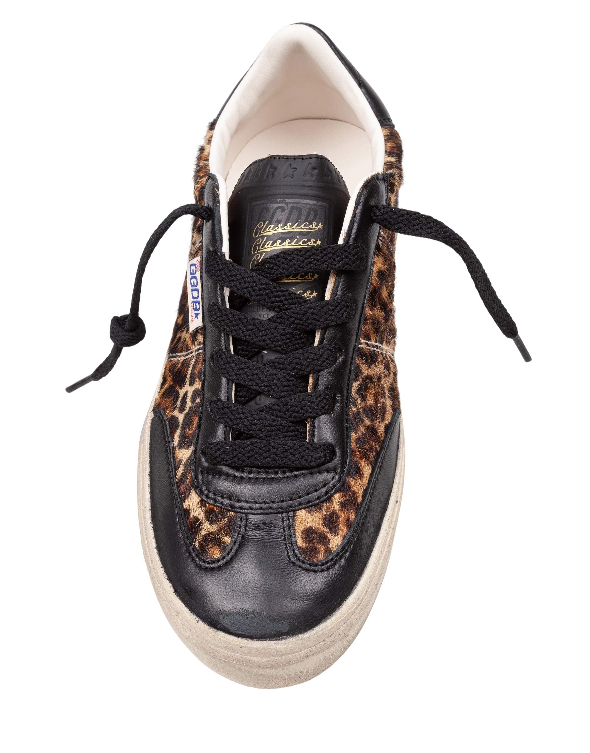 GOLDEN GOOSE SOUL STAR SNEAKERS IN PONYSKIN WITH LEOPARD PRINT