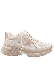 GOLDEN GOOSE LIGHTSTAR LEATHER AND MESH SNEAKERS COLOUR TAUPE