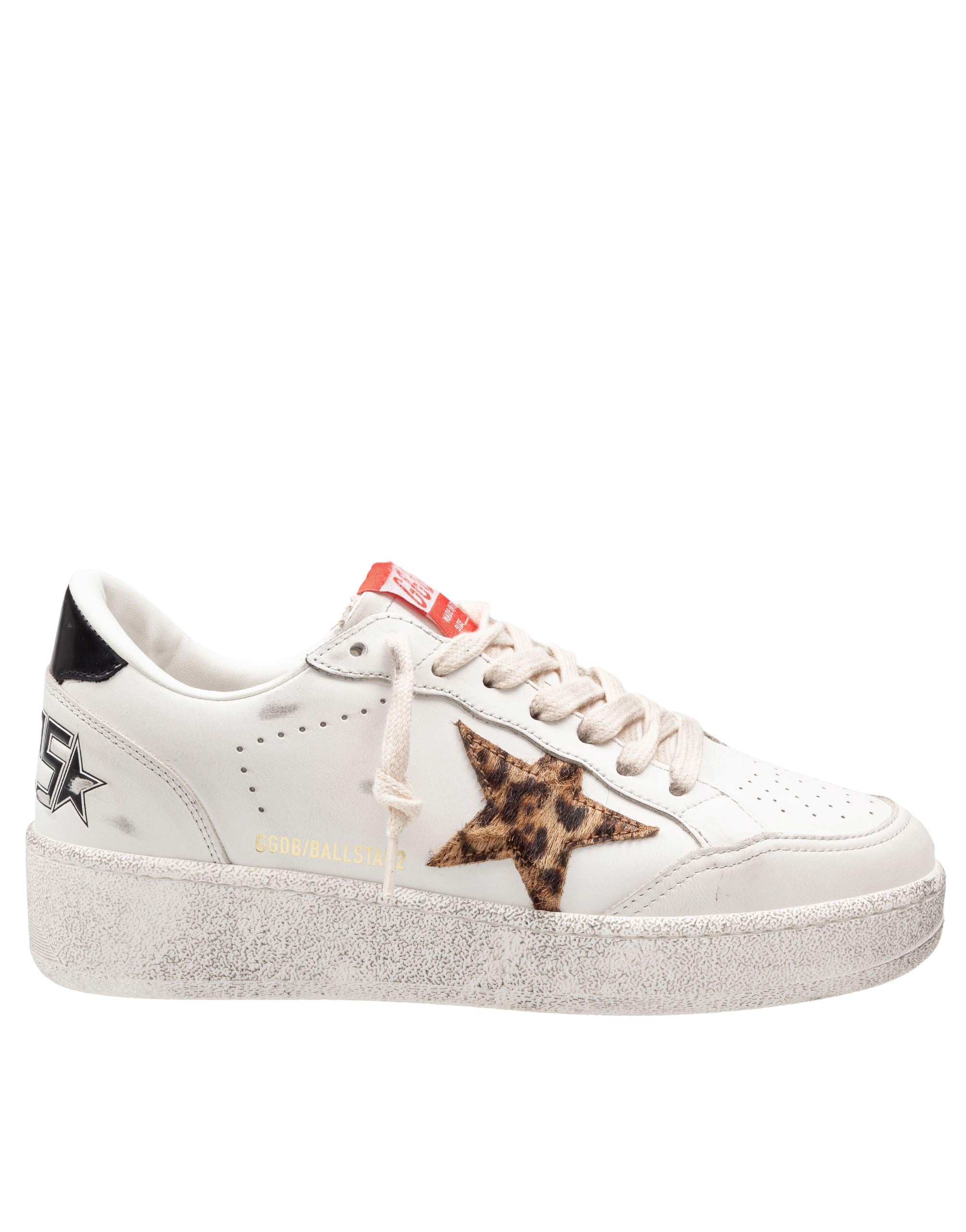GOLDEN GOOSE SNEAKERS BALL STAR 2 IN WHITE LEATHER WITH PONYSKIN STAR