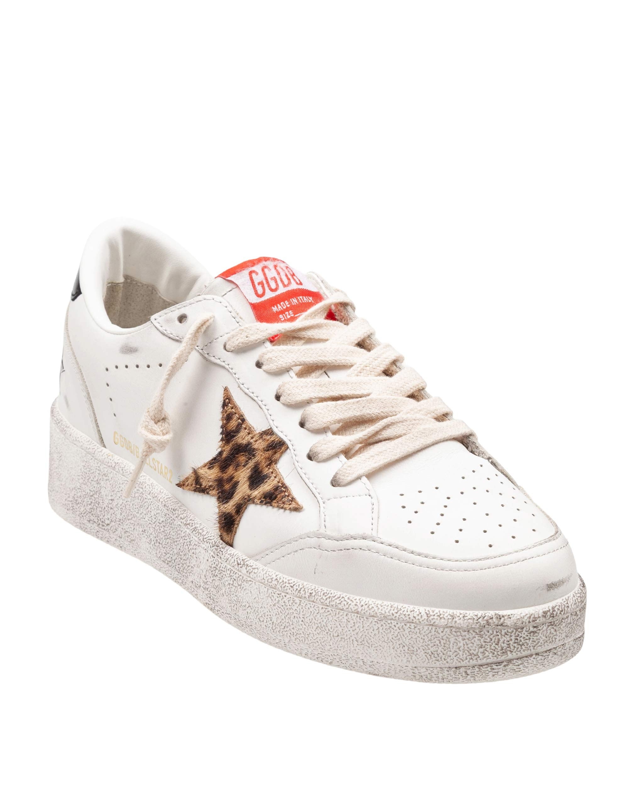 GOLDEN GOOSE SNEAKERS BALL STAR 2 IN WHITE LEATHER WITH PONYSKIN STAR