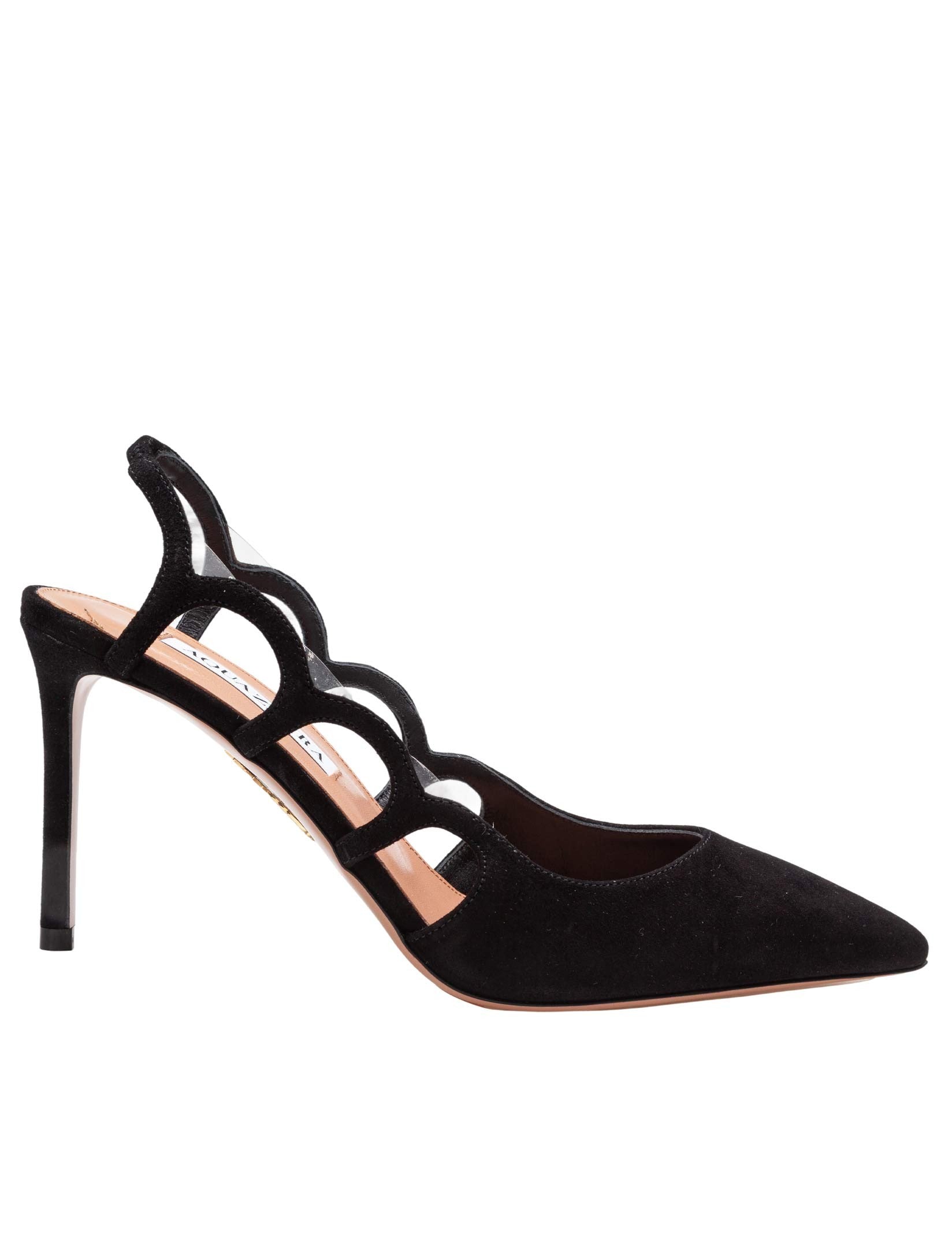 AQUAZZURA DECOLLETE' BOOTIE PUMP 85 IN CAMOSCIO COLORE NERO