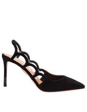 AQUAZZURA DECOLLETE' BOOTIE PUMP 85 IN CAMOSCIO COLORE NERO