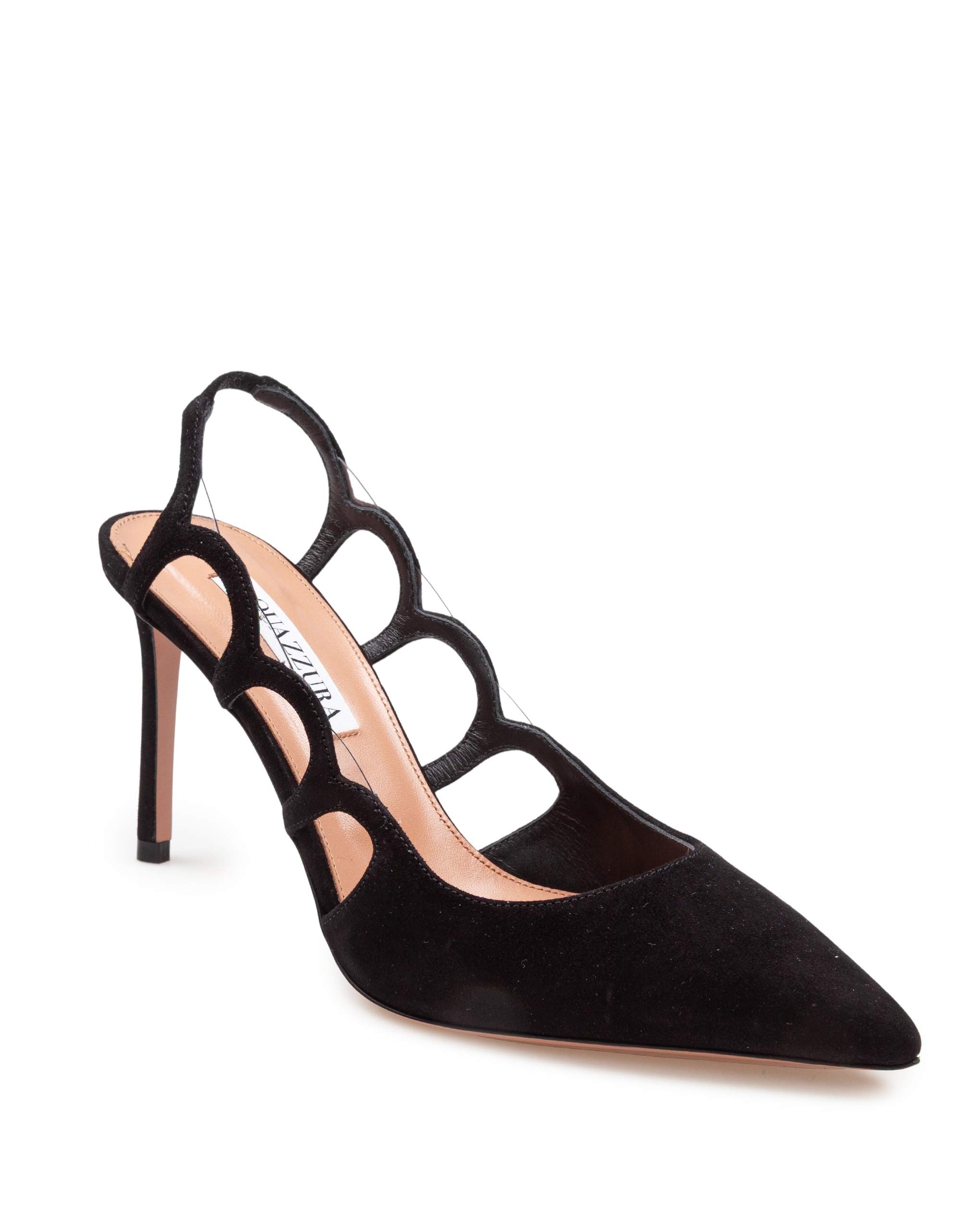 AQUAZZURA DECOLLETE' BOOTIE PUMP 85 IN CAMOSCIO COLORE NERO